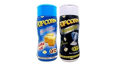 Temperos p/ Pipoca Flavored Popcorn Cx 12 Frascos: 6 Manteiga - 6 Flavapop Sal Micronizado Manteiga