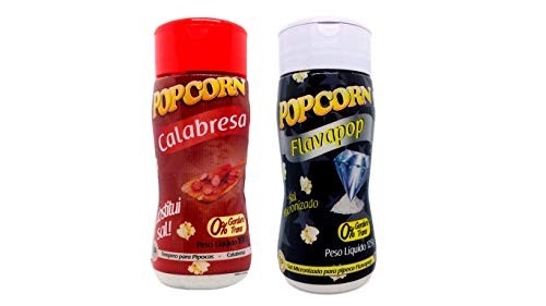 Temperos P/ Pipoca Popcorn Cx 12 Frascos. 6 Calabresa - 6 Flavapop Sal Micronizado Manteiga