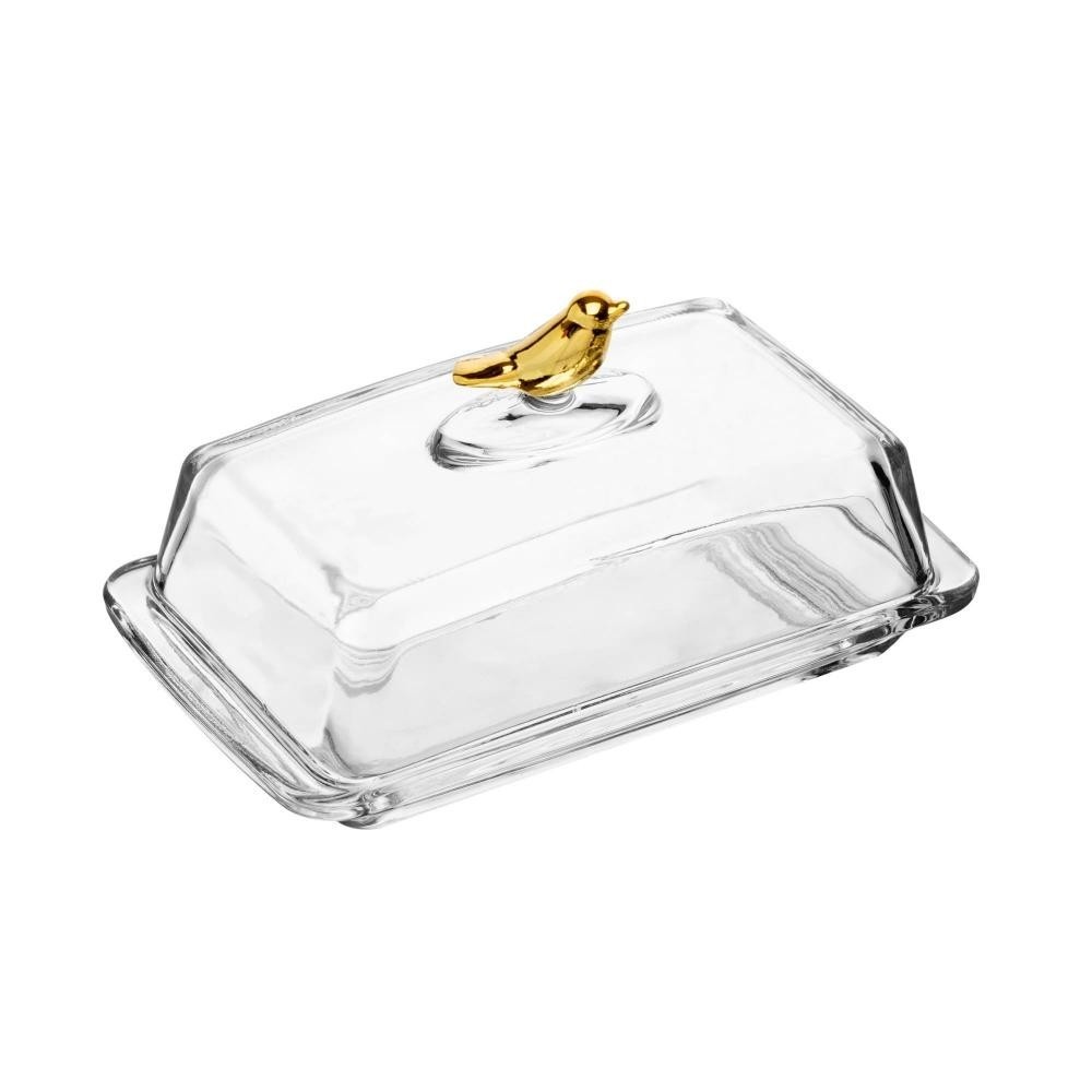 Manteigueira de Cristal Wolff Golden Bird: Elegância à Mesa