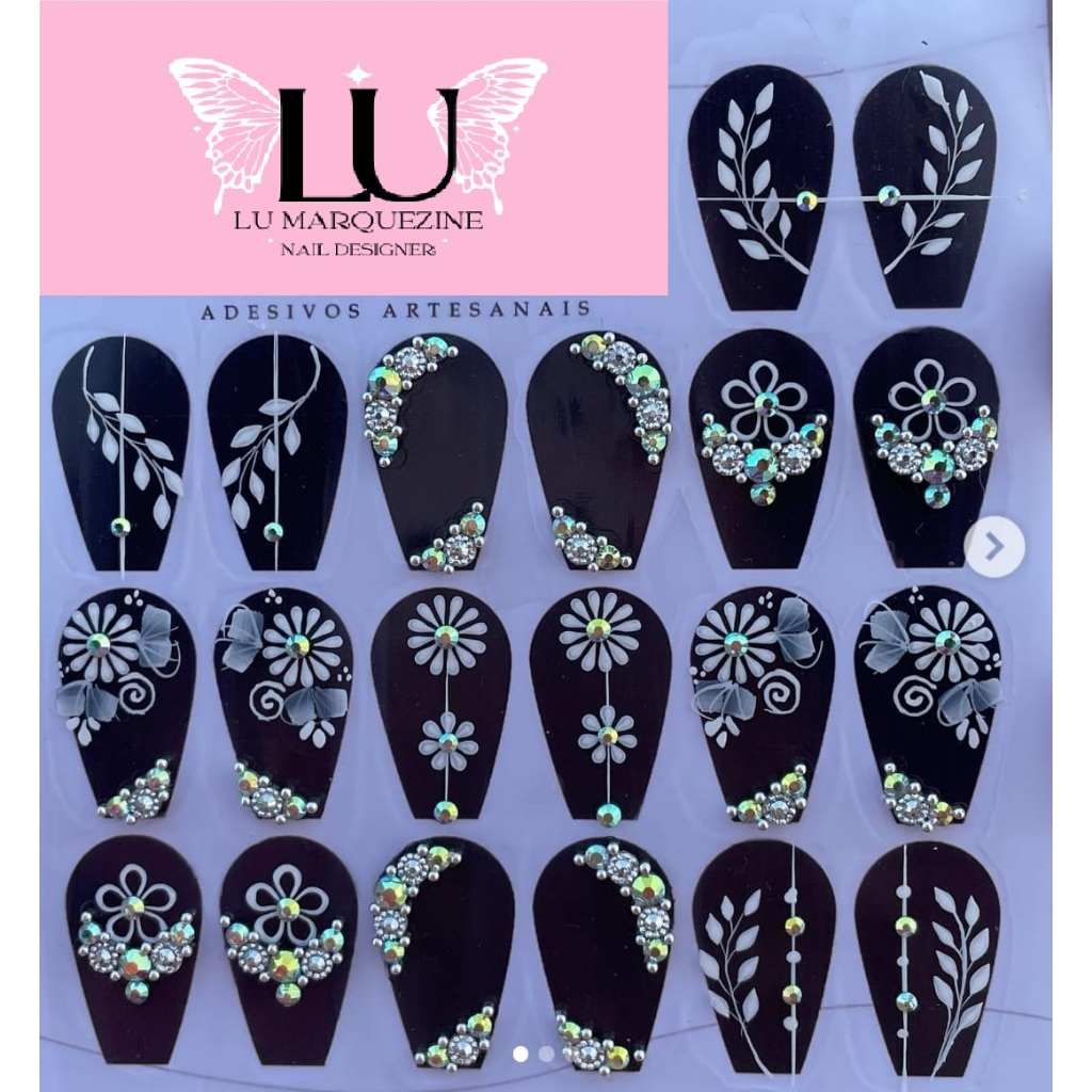 20 Adesivos Artesanais para Unhas – Beleza 100% Manual
