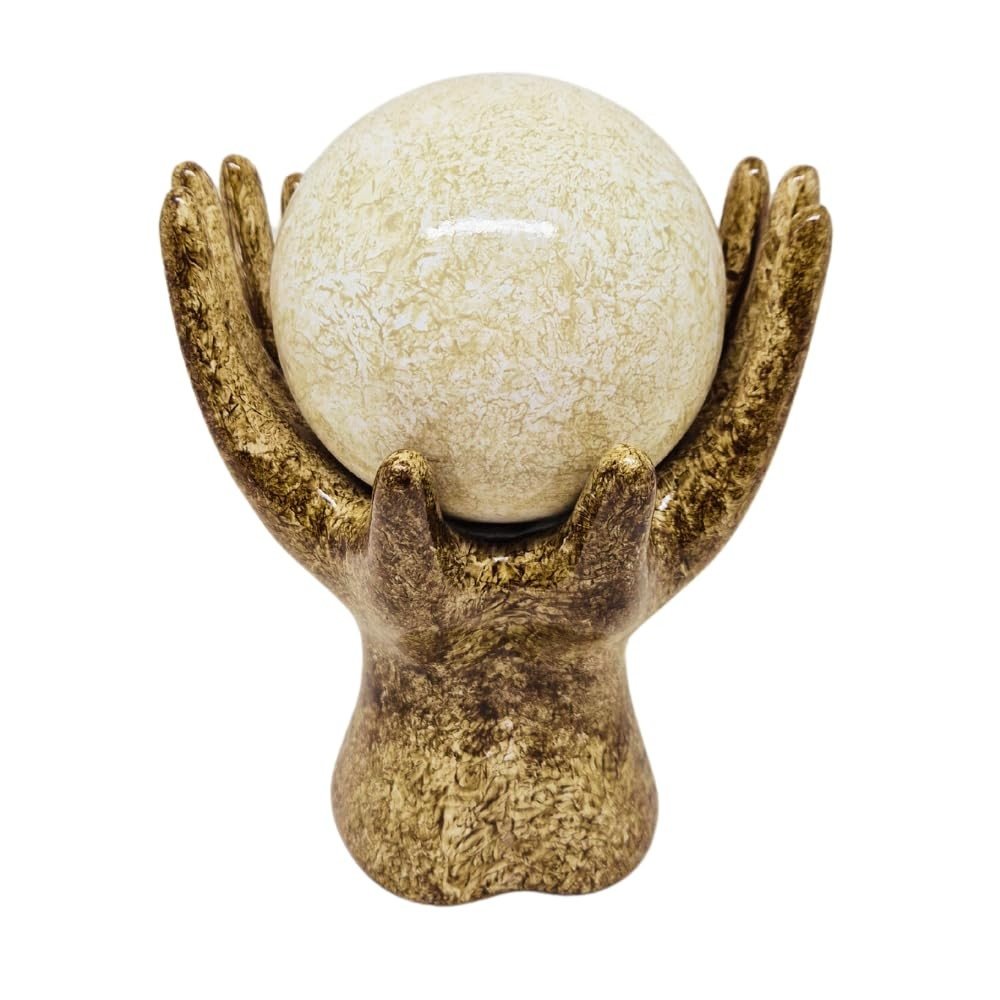 Estatueta Mão com Esfera em Cerâmica - Decoração Elegante para Sala, Quarto e Escritório