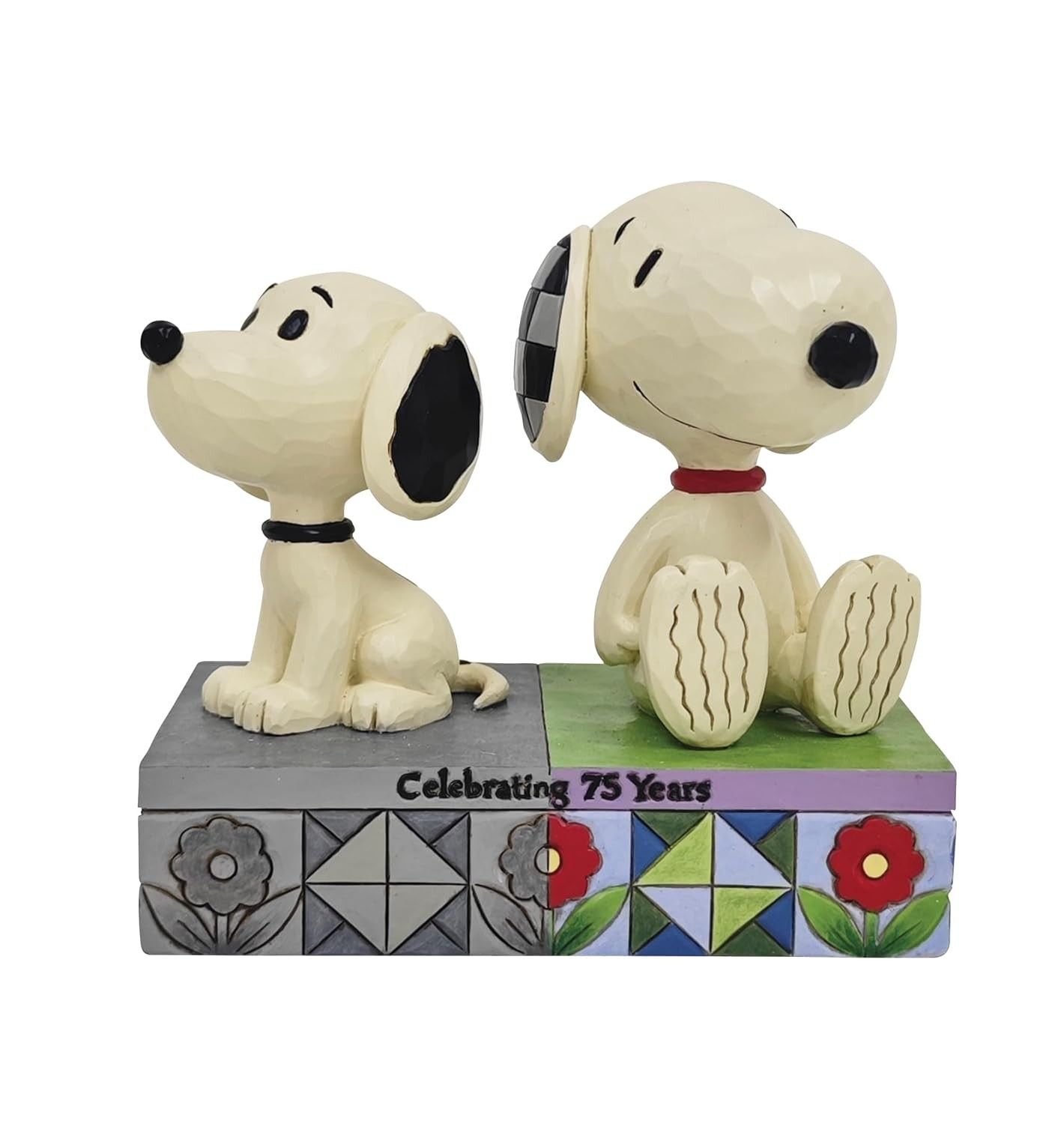 Estatueta Snoopy Jim Shore 75º Aniversário - Coleção Peanuts Resina Pintada à Mão