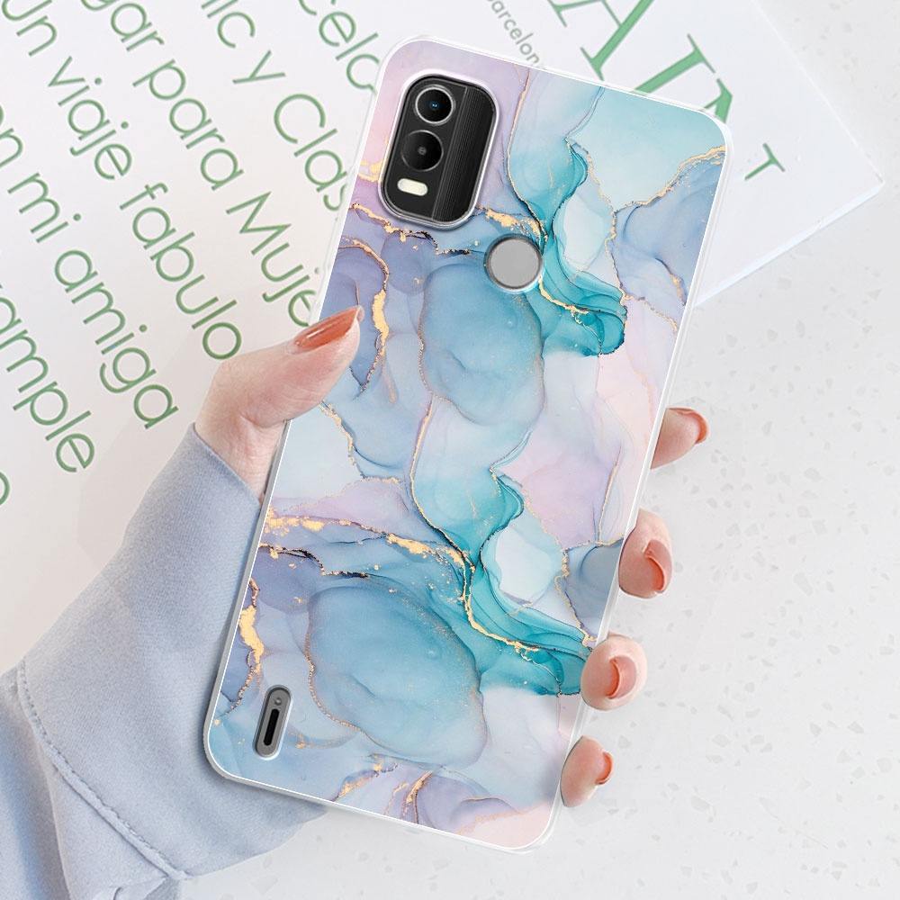 Capa Nokia C21 Plus Transparente com Estojo Flower Marble