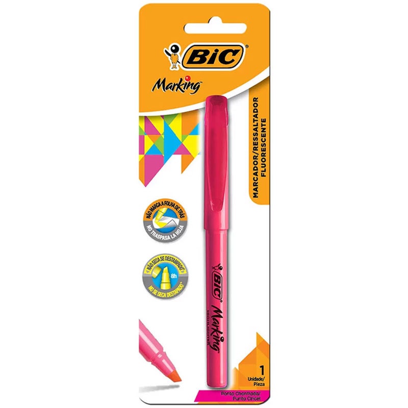 Marca Texto BIC Marking Rosa: Destaque Seus Textos!