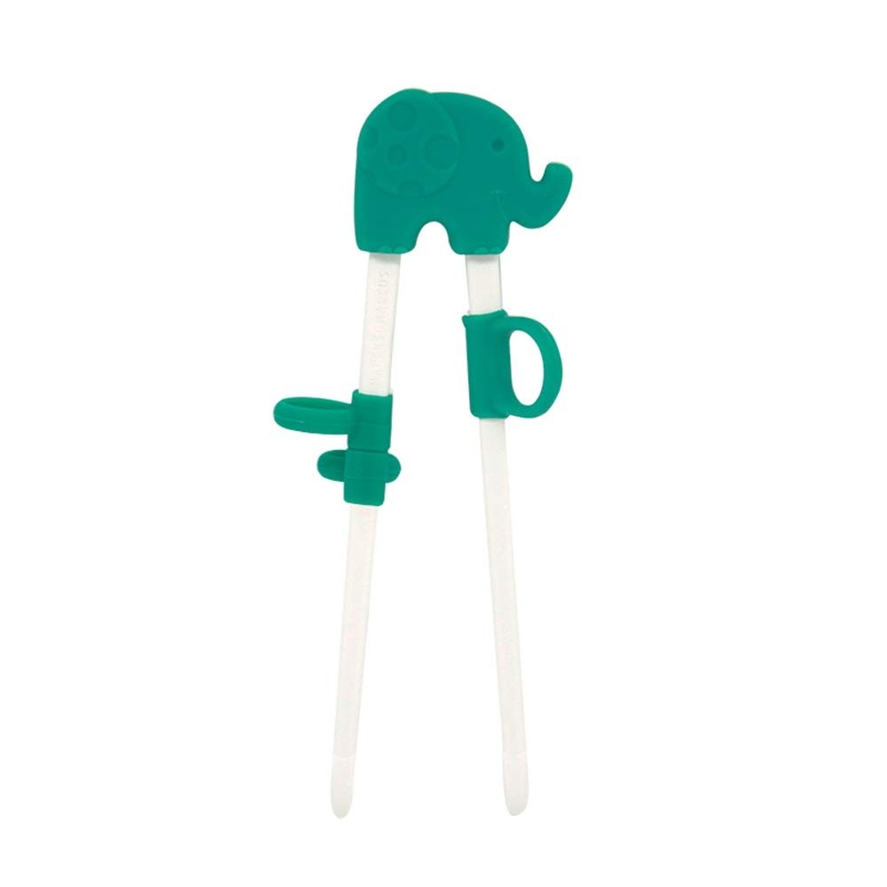 Palitinhos de Treinamento Elefante Marcus & Marcus - Verde Pequeno | Aprenda a Comer com Segurança e Diversão