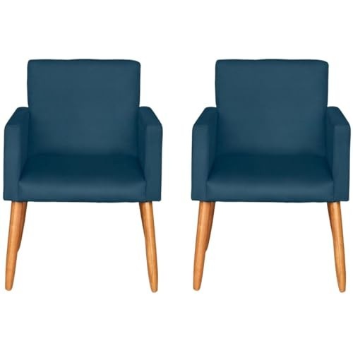 Kit 2 Poltronas Azul Marinho - Conforto e Estilo para Sala, Escritório e Recepção