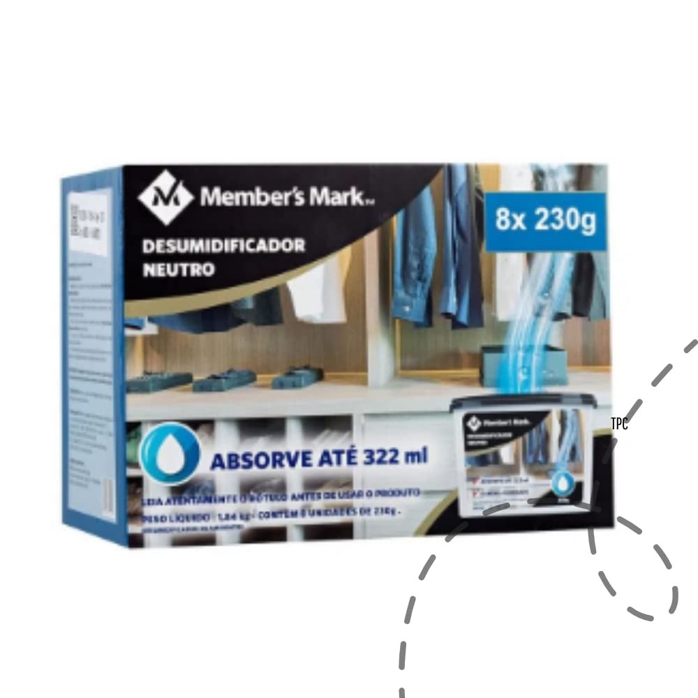 Desumidificador Neutro Member's Mark Pack - 8 Unidades de 230g - Controle Natural da Umidade
