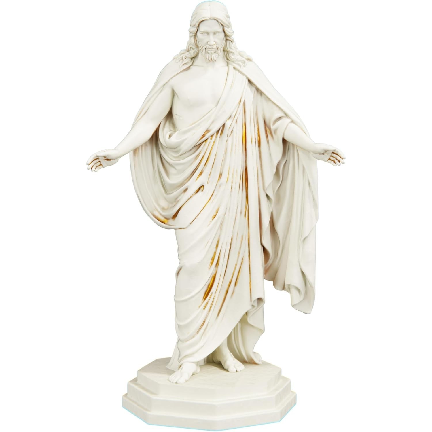 Estátua de Jesus Cristo Ressuscitado em Mármore Dourado - Decoração Religiosa Elegante