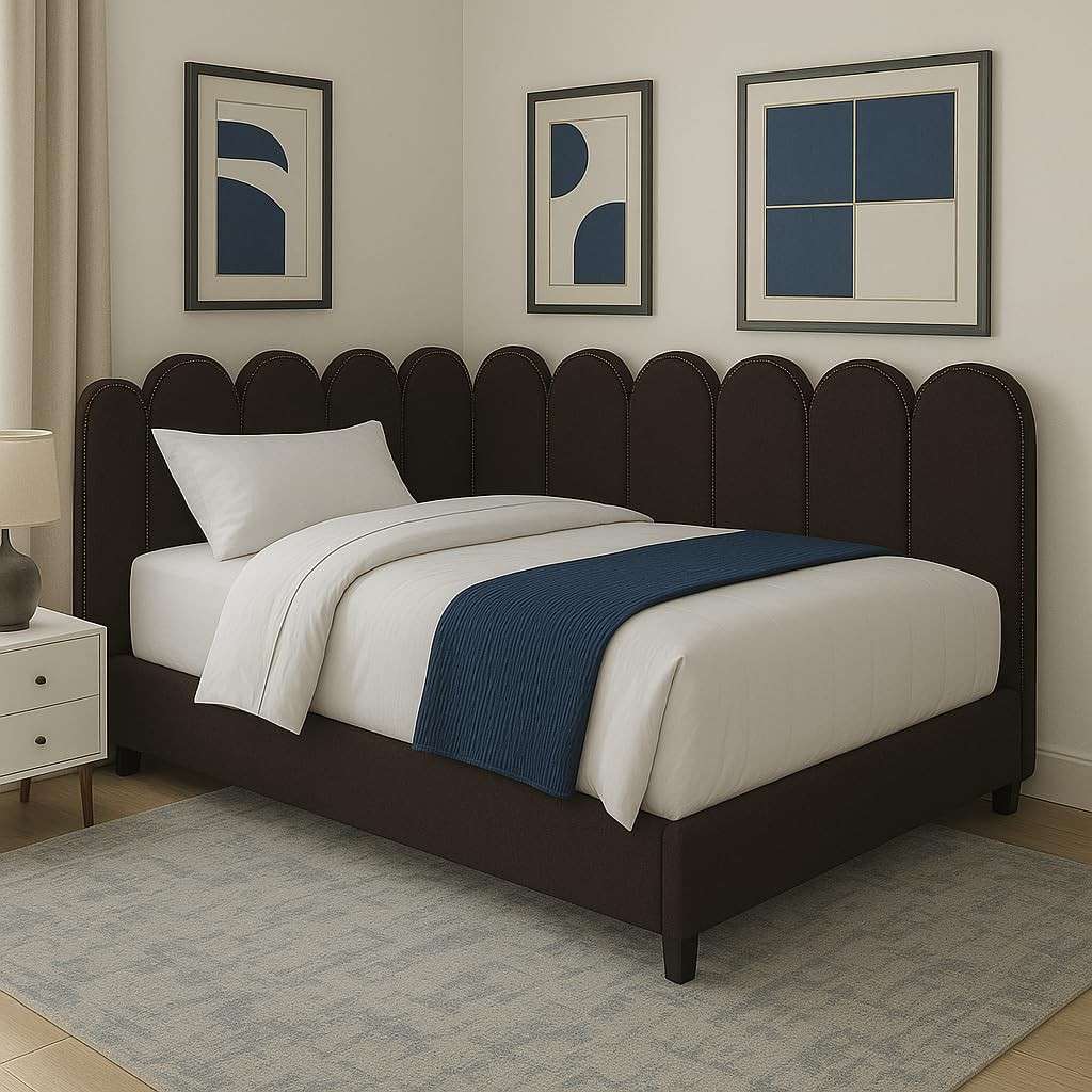 Cabeceira de Cama King 10 Módulos Nuvem 45x20cm Estofada Marrom Moderna