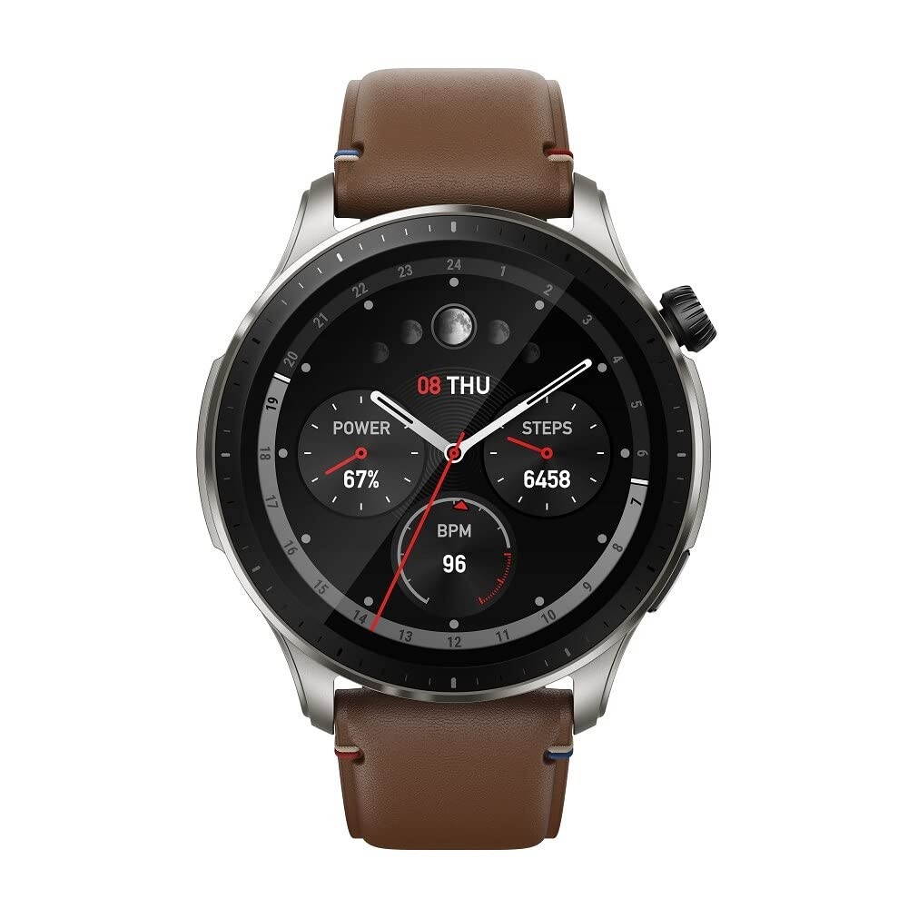 Relógio Inteligente Amazfit GTR 4 A2166: GPS Preciso, Alexa, Chamadas e Bateria 14 Dias (Marrom)