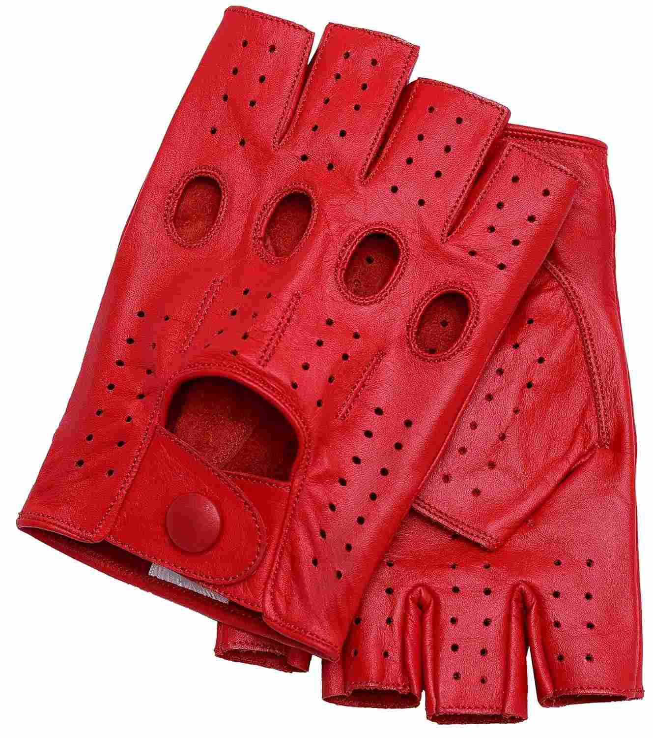Riparo Motorsports Luvas masculinas de couro sem forro para motociclismo, Vermelho, Small