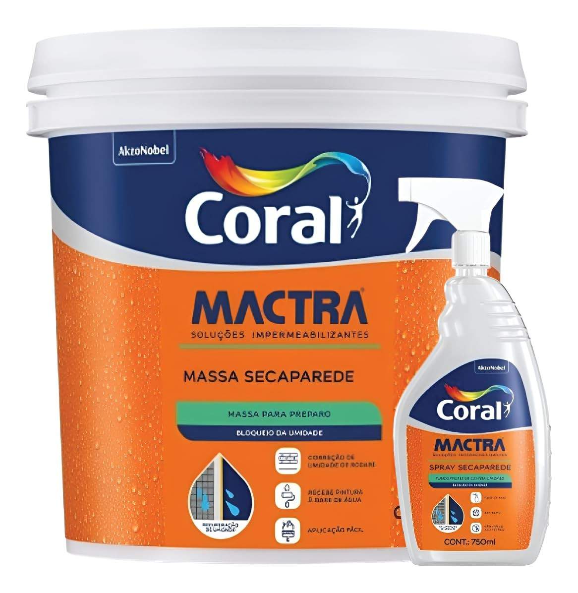 Kit Anti Umidade Parede - Massa E Spray Seca Parede Mactra Rosado Fosco
