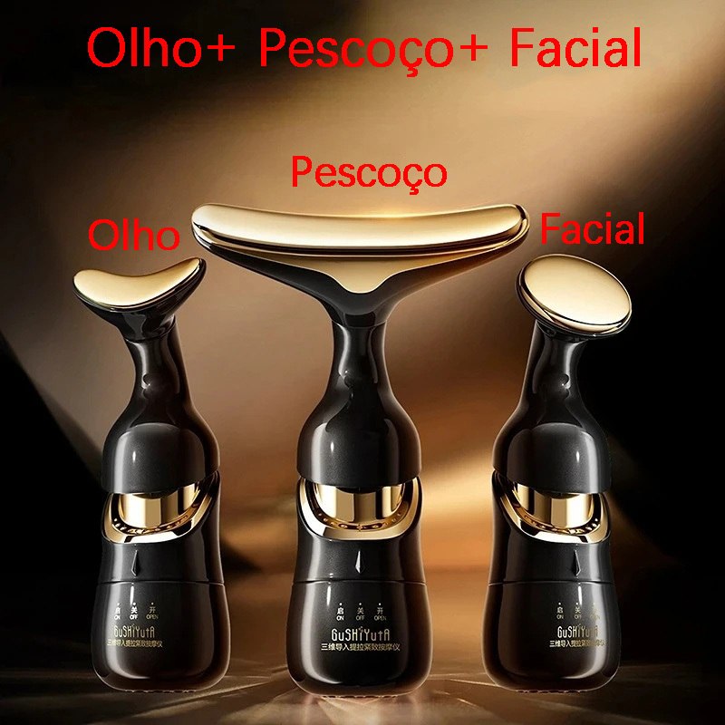 Massageador Facial 3 em 1: Rejuvenesça Sua Pele com Microcorrente