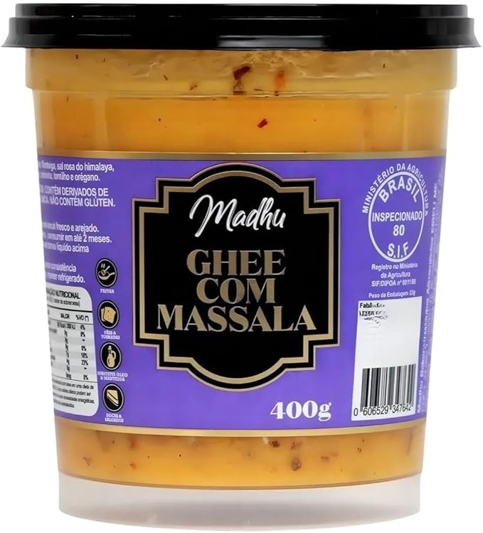 Manteiga Ghee com Massala C/sal 400g - Madhu Ghee