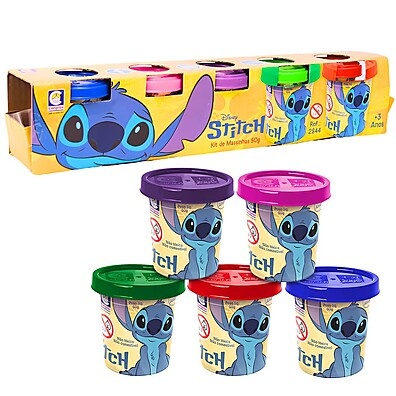 Massinha Disney Stitch: Kit 5 Cores 50g - Cotiplás