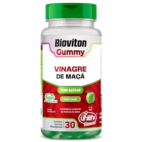 Vinagre de Maçã Bioviton Gummy Unilife Zero Açúcar 30 Gomas Mastigáveis Sabor Maçã