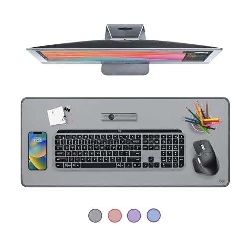 Mouse Pad Desk Mat Logitech Studio Series com Base Antiderrapante, Design Resistente a Respingos, Grande e Multifuncional - Cinza