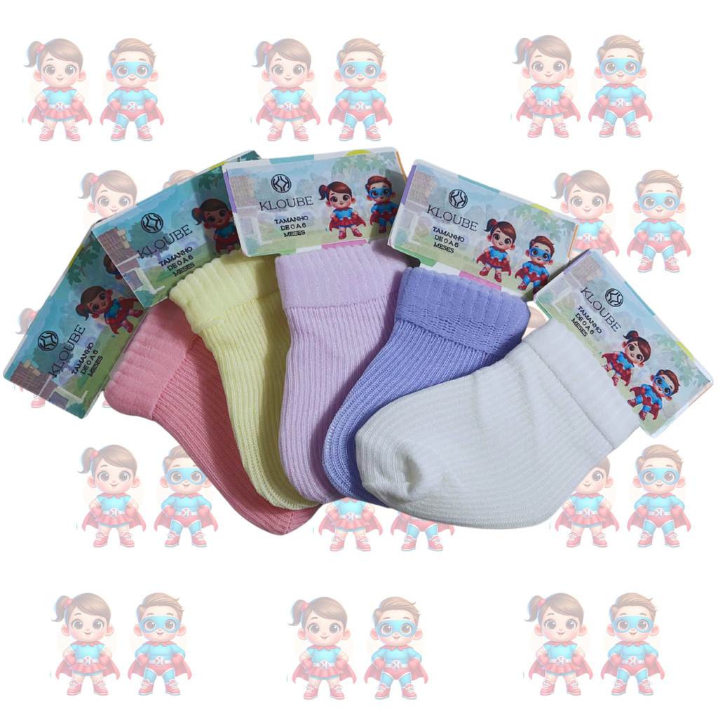 Kit 12 Meias para Bebê Recém-Nascido – Saída de Maternidade