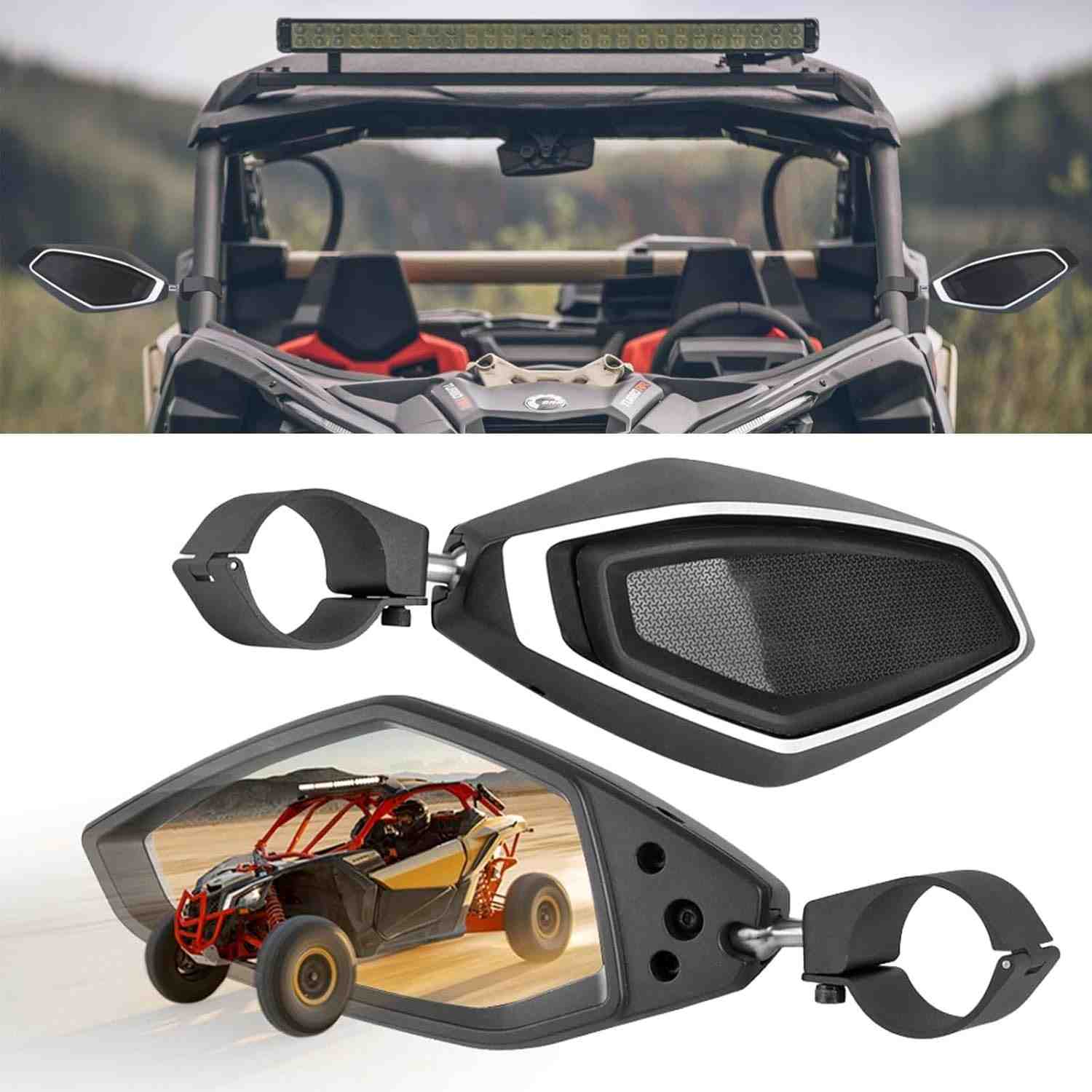 Espelhos Laterais 360° Ajustáveis em Alumínio para Can-Am Maverick R e X3 - Visibilidade Total e Segurança