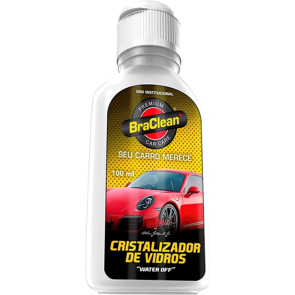 Cristalizador de Vidros Premium BraClean: Visibilidade Máxima e Repelência de Água para Seu Carro (100ml)