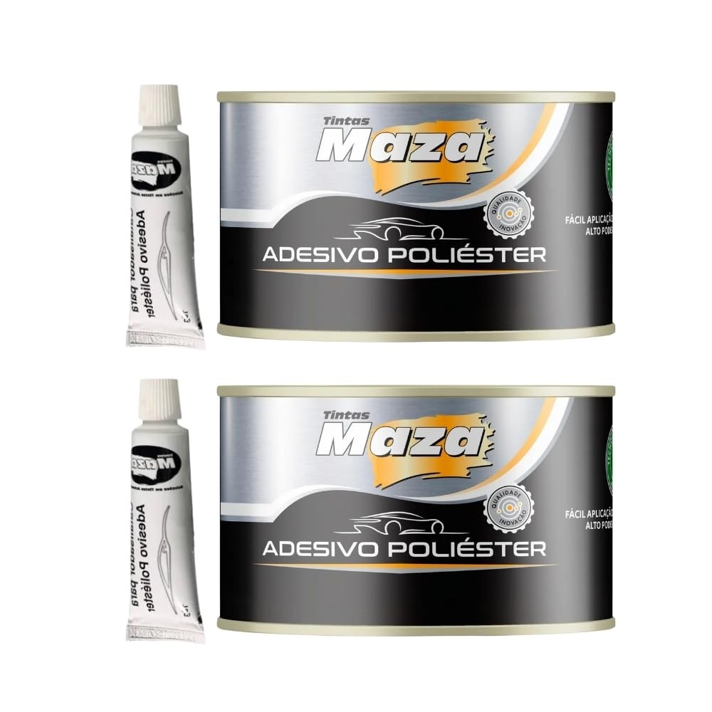 Kit 2 Massas Poliéster Automotiva Premium 750g com Catalisador - Maza
