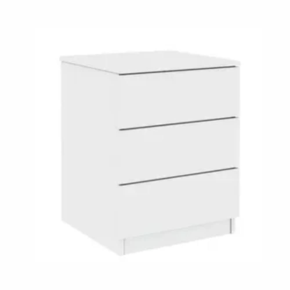 Mesa de Cabeceira 3 Gavetas em MDF Branco - Design Moderno e Funcionalidade para Seu Quarto