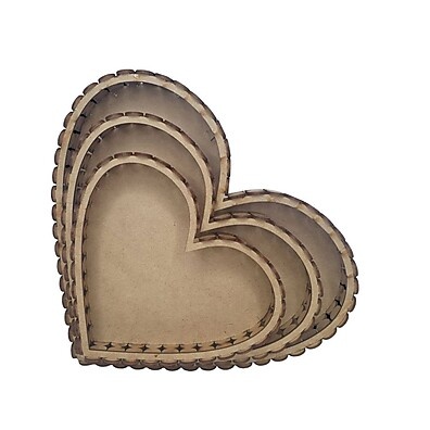 Bandejas Decorativas Coração: Trio Pérola MDF
