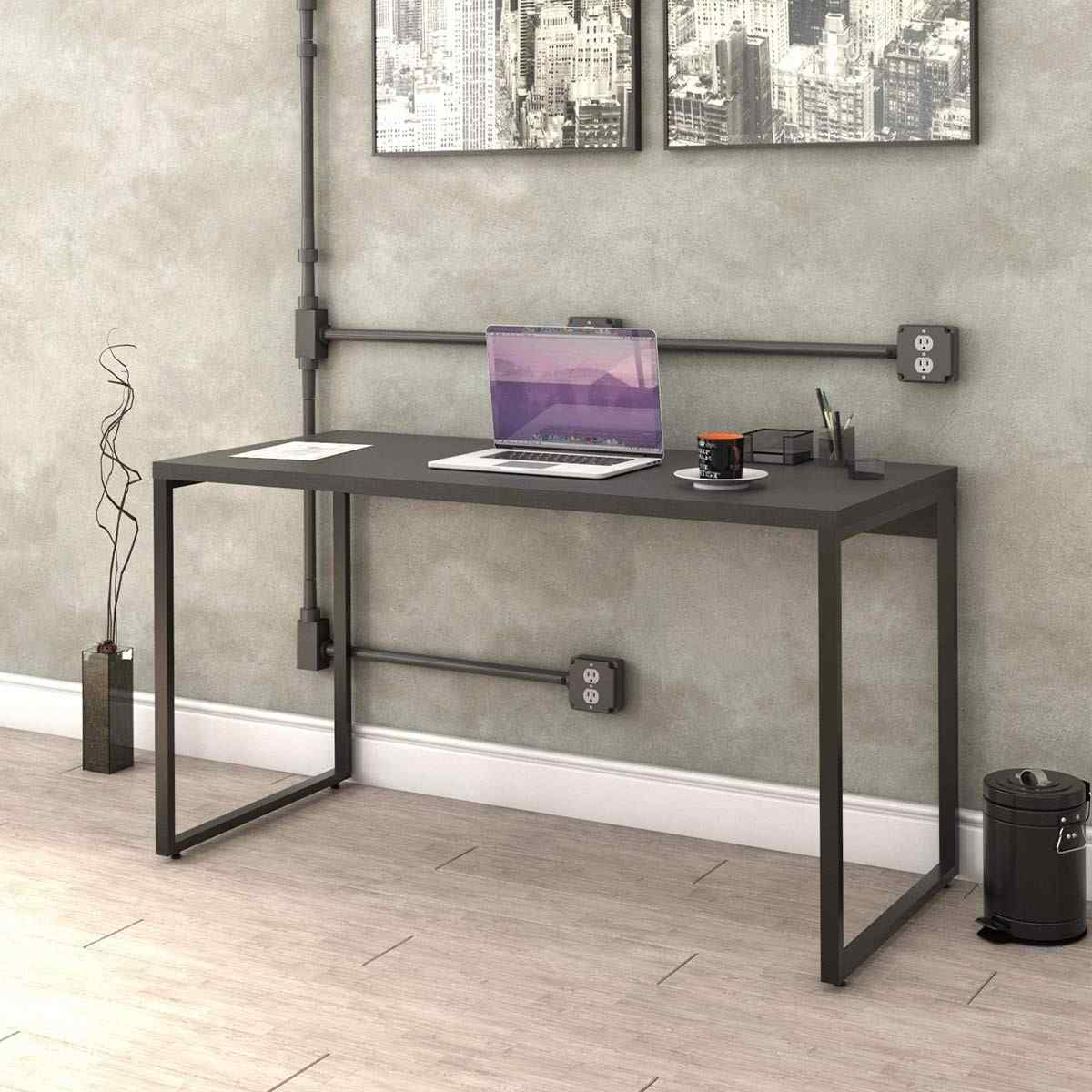 Mesa Escrivaninha Industrial 135cm Trevalla Kuadra ME135-E10 Preto Onix - Design Moderno e Resistente