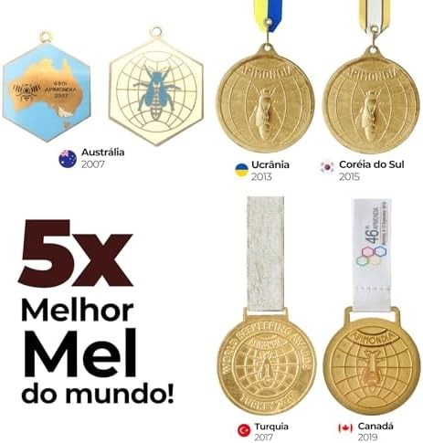 Bisnaga de Mel Escuro Gold Medal Honey - 5x Medalhista de Ouro na Apimondia | Linha Special Reserve Intenso | 100% Natural, Puro e Sem Aditivos | Ideal para Adoçar Bebidas e Usar em Receitas