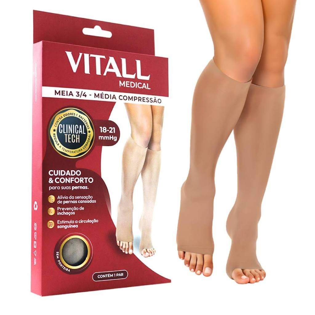 Meia 3/4 Vitall Medical: Alívio e Circulação!