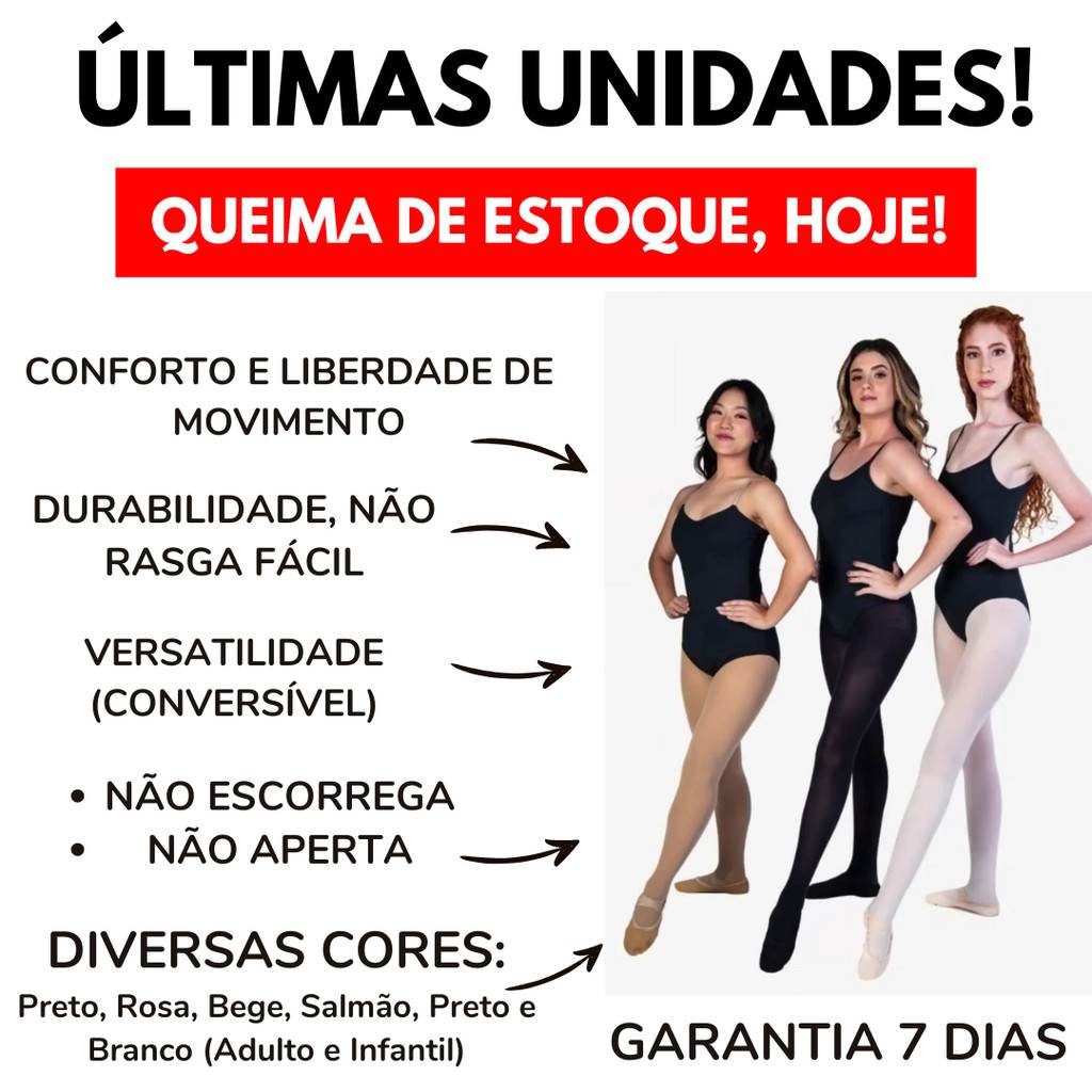 Meia Calça de Ballet Conversível Suplex: Conforto e Versatilidade para Dança Profissional