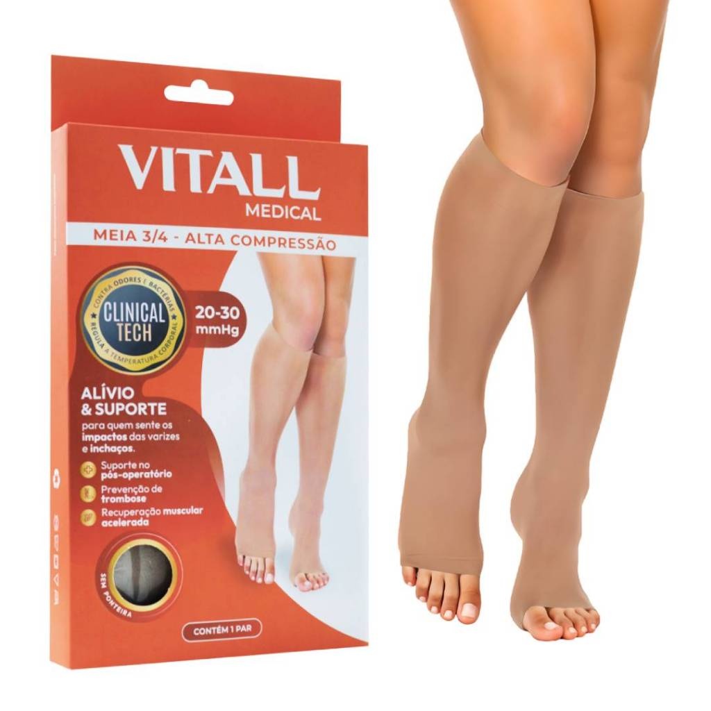 Meia de Compressão 3/4 Vitall: Alívio e Bem-Estar