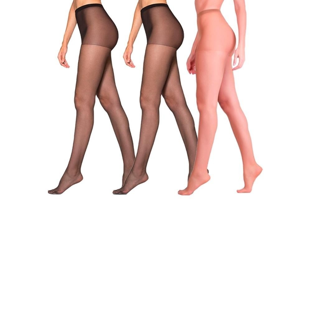 Meias Calças Fio 15 Loba: Kit 3 Cores Essenciais