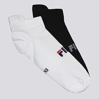 Meias de Treino Fila Fast: 2 Pares Preto e Branco