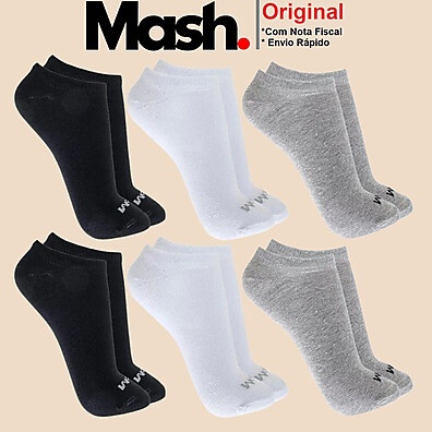 Meias Esportivas Mash: 6 Pares de Algodão para Corrida e Caminhada