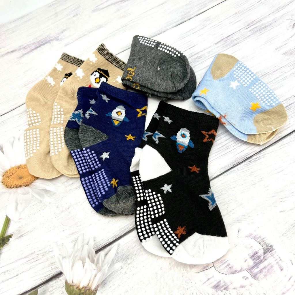 Meias Infantil Menino com Antiderrapante: Kit 6/12 Pares