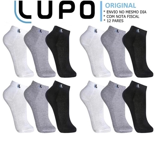 Meias Lupo Cano Curto: Kit 12 Pares Algodão Conforto