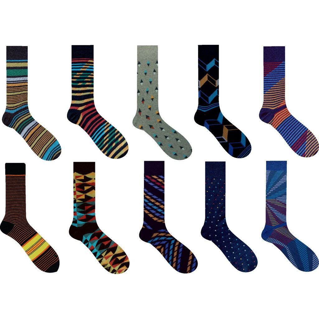 Meias Masculinas Divertidas: 10 Pares Coloridos Cano Longo