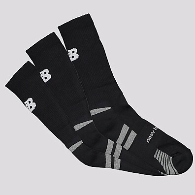 Meias New Balance Cano Alto: Kit 3 Pares Preto