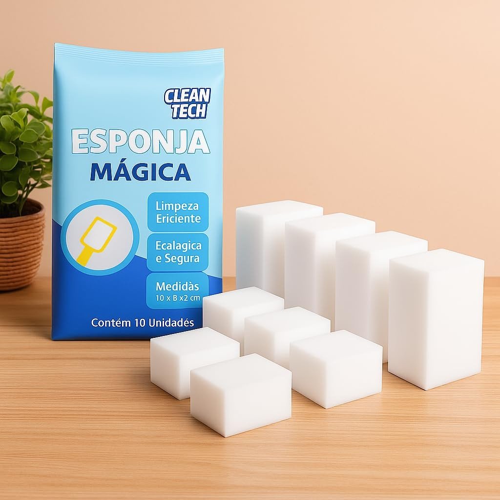 Kit 10 Esponjas Mágicas de Melamina - Limpeza Profunda sem Produtos Químicos | Multiuso e Ecológico