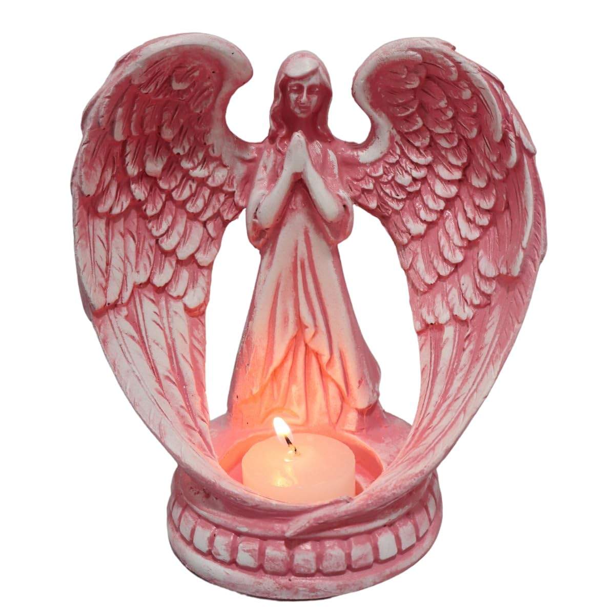Anjo da Guarda Rosa Menina - Estatueta Encantadora para Presente de Batizado e Decoração Católica