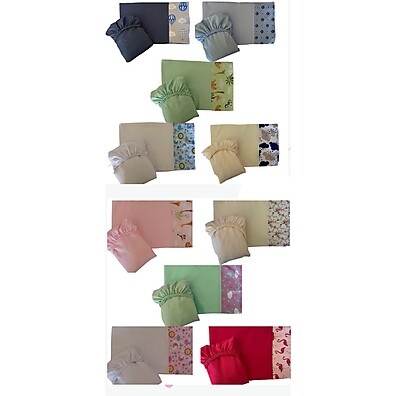 Kit com 5 Lençóis de Berço e Fronhas MF – Menino e Menina