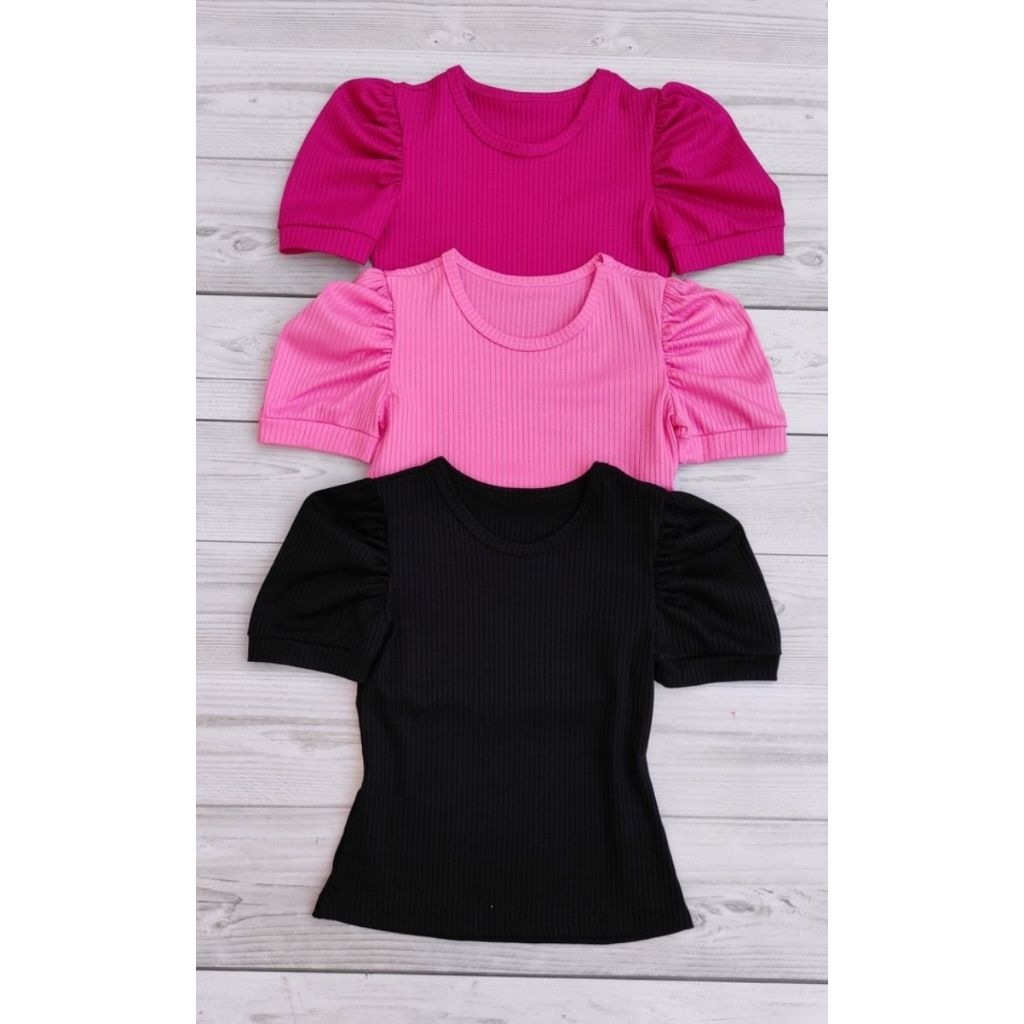 Kit 3 Blusinhas Manga Princesa Infantil Menina