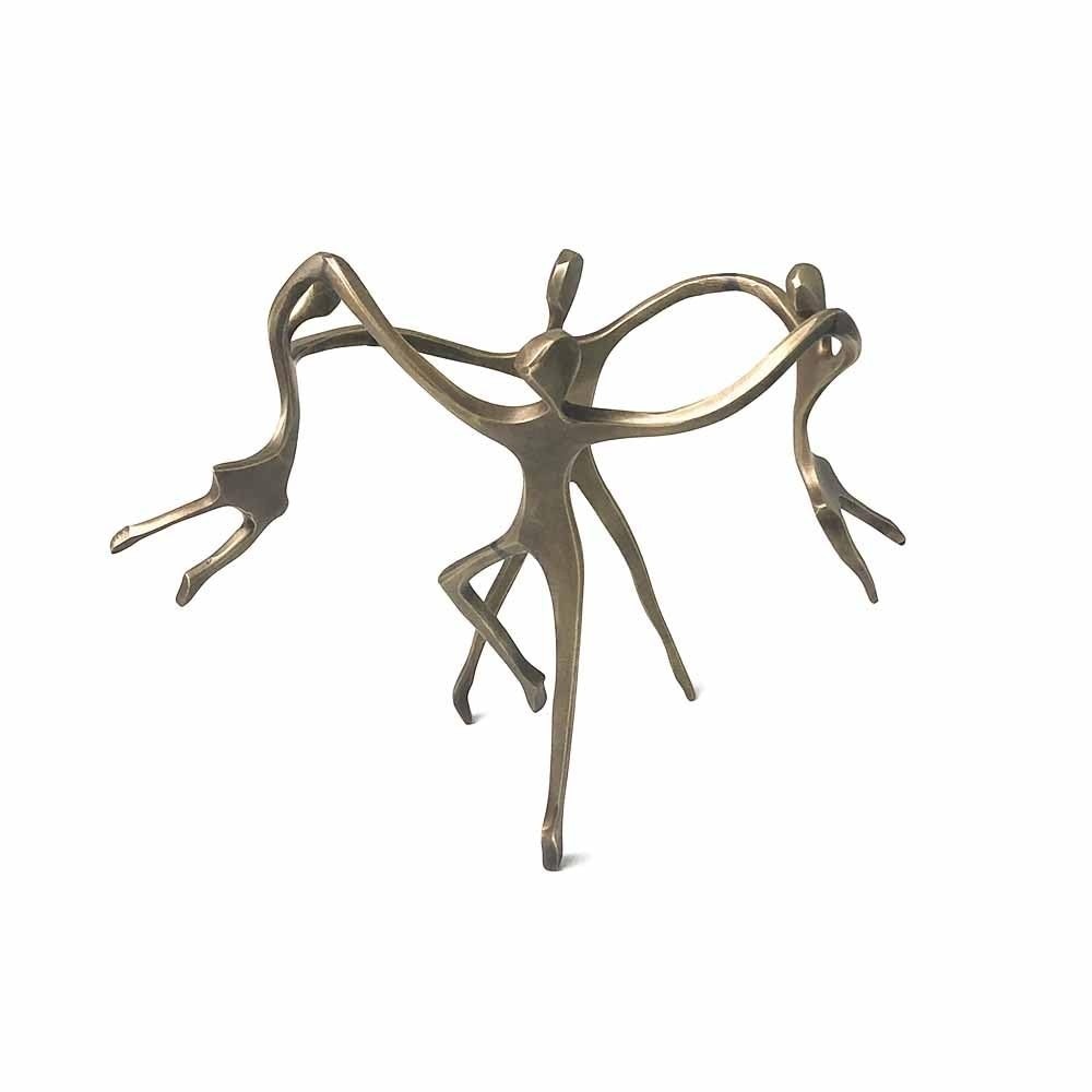 Escultura Família Ciranda Casal +2 Meninas em Bronze - Decoração Elegante e Sentimental
