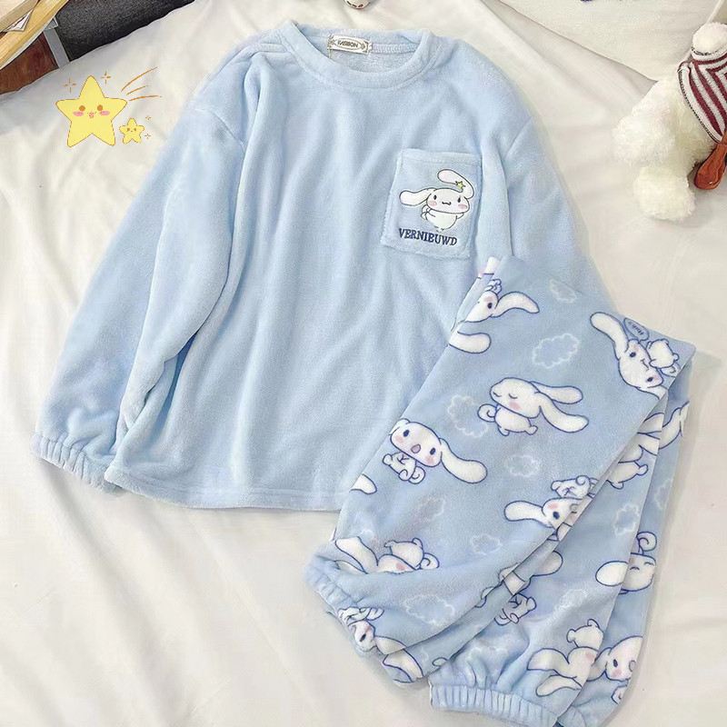 Pijama Kawaii de Veludo Coral para Mulheres e Meninas