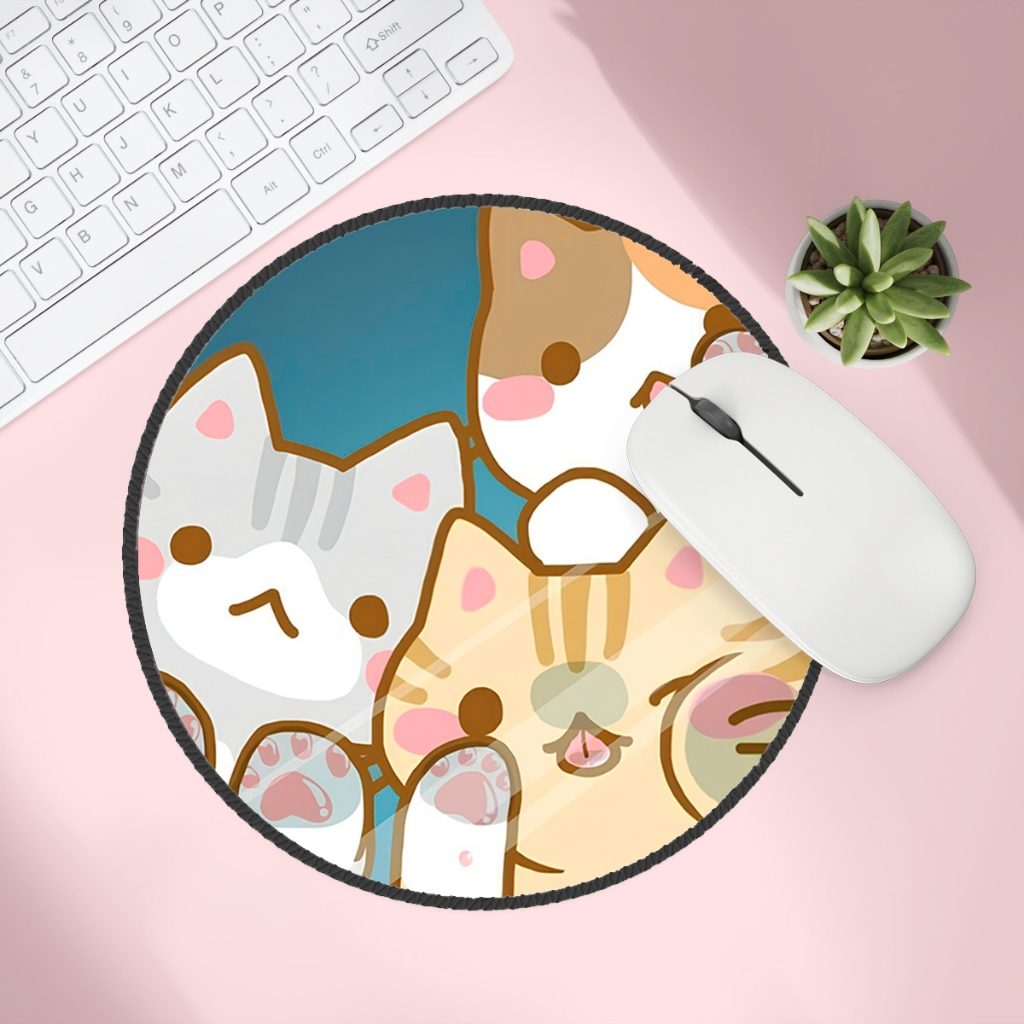 Mouse Pad Redondo 20x20cm com Gatinhos para Meninas