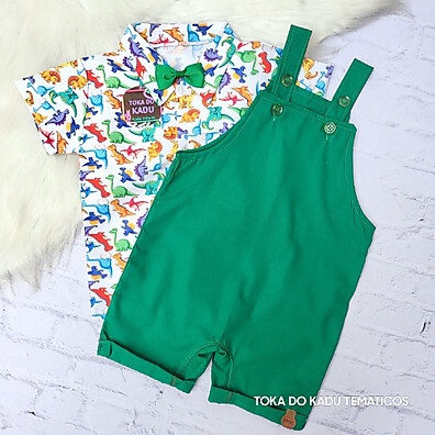Roupa Dino Baby: Jardineira e Camisa para Menino 🦖