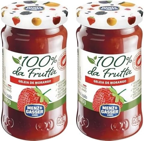 Geleia ITALIANA Morango MENZ & GASSER 240g Sem Açúcar Adicionado 2 Unidades 100% Fruta
