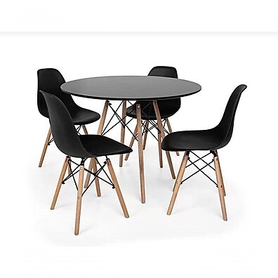 Mesa 90cm com 4 Cadeiras Eames Eiffel