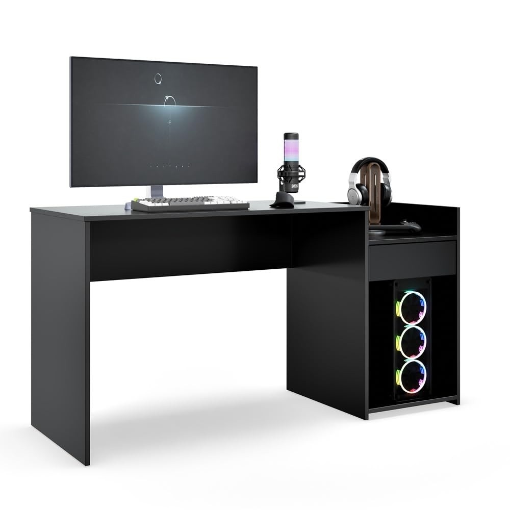 Mesa para Computador Gamer com Gaveta e Nicho para CPU - Eros Preto